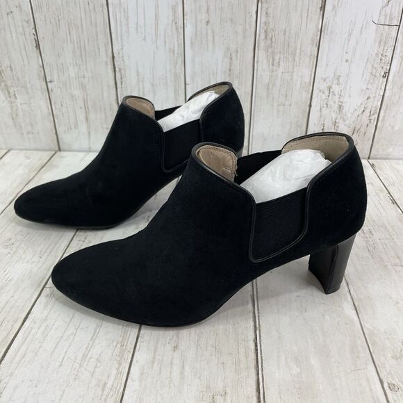 LifeStride Women’s 9.5W Gilmore Black Microsuede Booties Heel Shoes - Picture 7 of 10